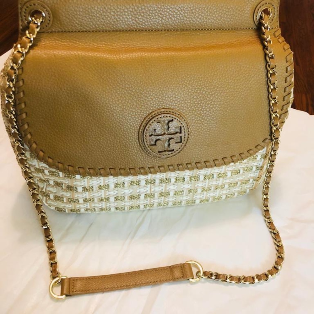 ❤️SOLD❤️Tory Burch Marion Woven Shimmery Shoulder Bag - Picture 6 of 15